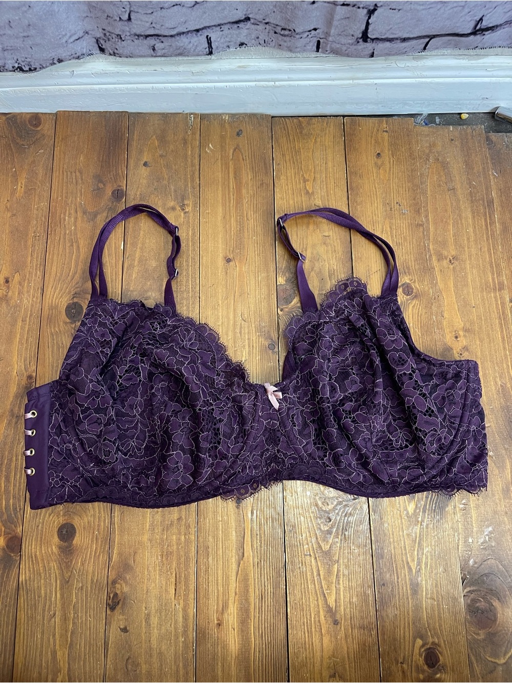 Cacique size 46DDD dark plum lace unlined full coverage bra